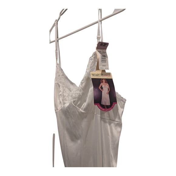 Vtg Vasserette Full Nylon Slip Sz 44 28" Ice White Lace  Pin-Up Rockabilly NWT - Picture 4 of 6